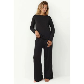 Set pijama dama  confortabil - maneca lunga - negru - jerseu