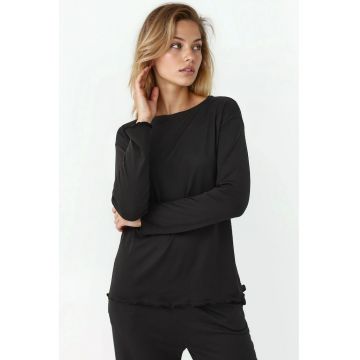 Set pijamale  maneca lunga - croiala lejera - jerseu - Negru -