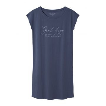 Camasa de noapte dama cu maneci scurte si imprimeu scris de mana - Delanie  Albastru