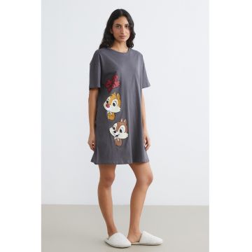 Camasa de noapte din bumbac - Rosu/Portocaliu/Gri antracit