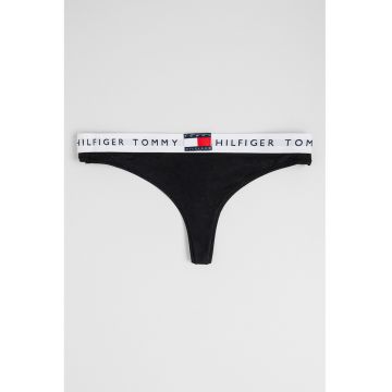 Chiloti tanga cu banda logo in talie