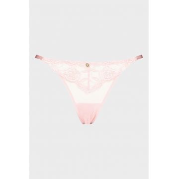 Chiloti tanga din dantela Amelie - Roz pastel