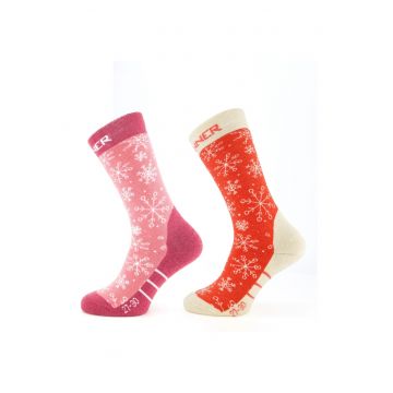 Kids Ski Socks Snow sosete de schi si snowboard - Coral/Roz - Roz