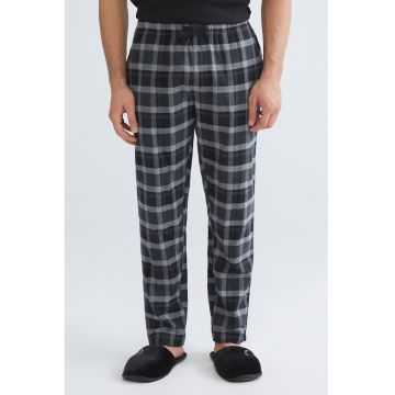 Pantaloni de pijama de bumbac in carouri - Bleumarin