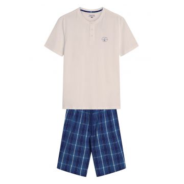 Pijama barbati Dock  alb - albastru