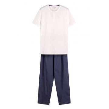 Pijama barbati Optima  crem - albastru - Multicolor