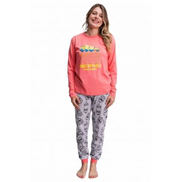 Pijama bumbac dama  2900000396 - Gri/Roz