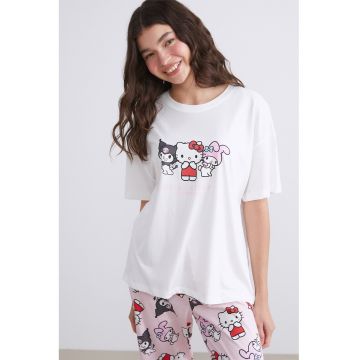 Pijama cu Hello Kitty si imprimeu Kuromi