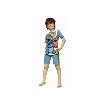 Pijama cu imprimeu cu Stitch - Albastru