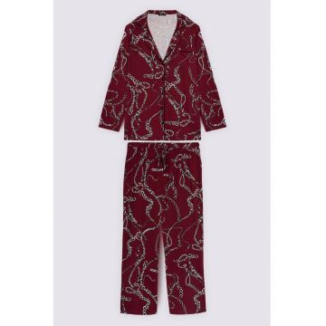 Pijama cu imprimeu grafic - Visiniu