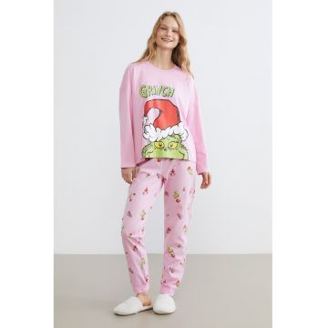 Pijama cu imprimeu - Roz pastel