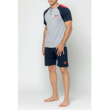 Pijama cu maneci raglan - Gri | Albastru