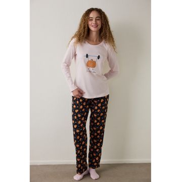 Pijama cu pantaloni lungi si imprimeu