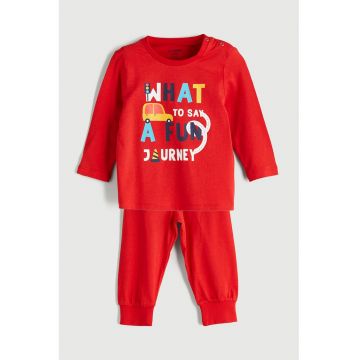 Pijama de bumbac cu imprimeu - Rosu