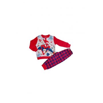 Pijama de bumbac cu tematica de Craciun  Rosu/Alb