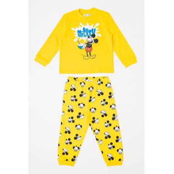 Pijama lunga cu model cu desene animate - Galben