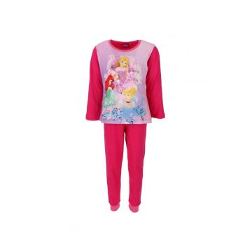 Pijama maneca lunga fete - bumbac - roz/mov - Printesele Disney 14956 - Roz