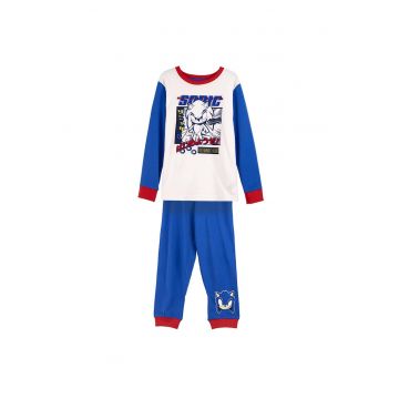Pijama maneca lunga tricot  Hedgehog 20896 - Alb/Albastru