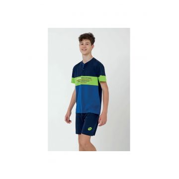 PIjama scurta cu guler Henley - Bleumarin