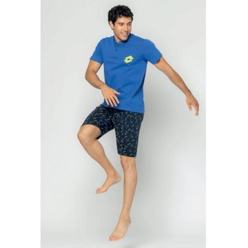 Pijama scurta cu imprimeu - Albastru