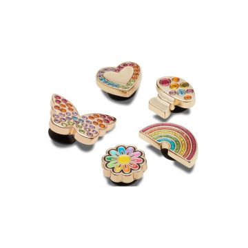 Set de accesorii jibbitz - 5 piese - Auriu/Multicolor