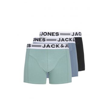 Set de boxeri cu banda logo in talie - 3 perechi - Negru/Albastru/Verde menta