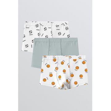 Set de boxeri cu imprimeu si talie elastica - Alb/Portocaliu/Gri