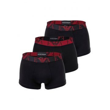Set de boxeri din amestec de bumbac cu banda logo in talie - 3 perechi - Rosu/Negru