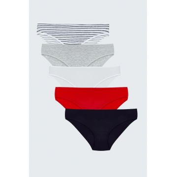 Set de chiloti din amestec de bumbac - 5 perechi - Multicolor