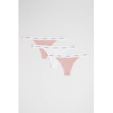 Set de chiloti tanga cu logo in talie - 3 perechi