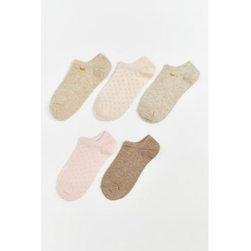 Set de sosete pana la glezna - 5 perechi - Roz/Bej