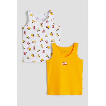 Set de top-uri din bumbac cu imprimeu - 2 piese