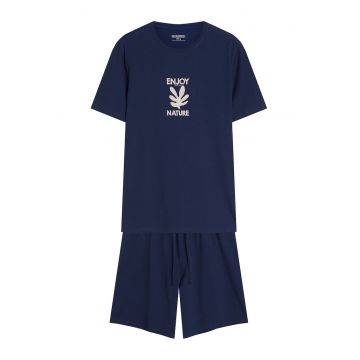 set pijamale barbati - tricou si pantaloni scurti  Albastru turcoaz