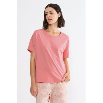 Bluza de pijama din amestec de bumbac cu croiala lejera - Roz pastel -