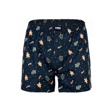 Boxeri cu model de Craciun - Maro deschis/Bleumarin