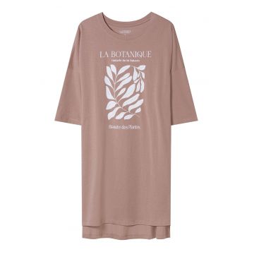 Camasa de noapte dama cu imprimeu cu crengute cu frunze si text - Danna