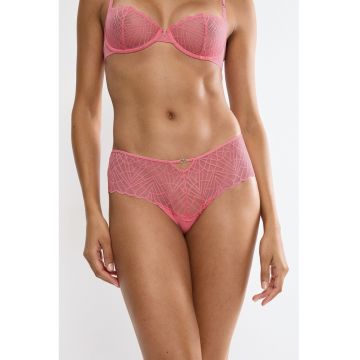 Chiloti hipster semitransparenti cu talisman decorativ - Fucsia