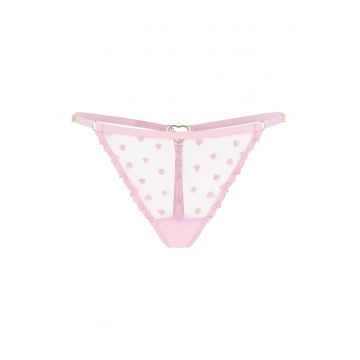 Chiloti tanga cu aplicatii cu inima Claire - Roz deschis