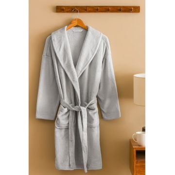 Halat din teddy cu buzunare - Gri inchis