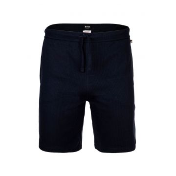 Pantaloni scurti de pijama cu snur de ajustare si model uni - Albastru inchis