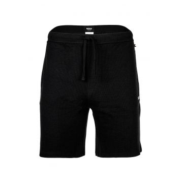 Pantaloni scurti de pijama cu snur de ajustare si model uni - Negru