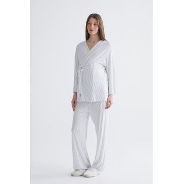 Piajma cu model petrecut si dungi - Alb/Albastru