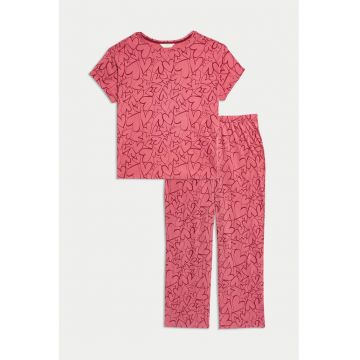 Pijama de bumbac cu imprimeu