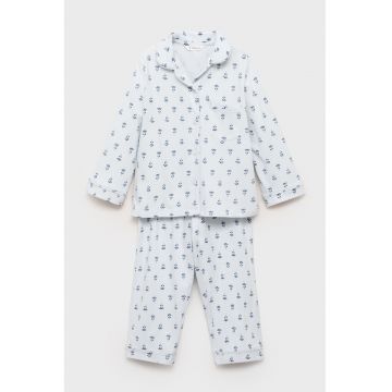 Pijama de bumbac cu pantaloni lungi - Albastru pal/Bleumarin