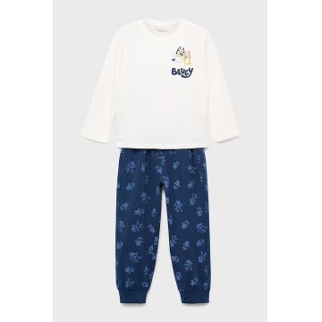 Pijama din bumbac cu model - Alb/Portocaliu/Albastru inchis