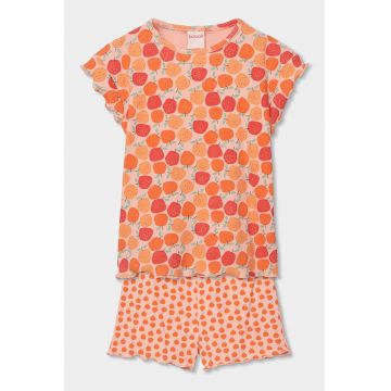 Pijama scurta cu capsune - Rosu/Portocaliu mandarina/Roz pal