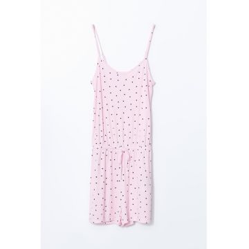 Pijama scurta cu decolteu in V si model cu inimi