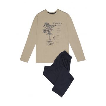 Pijamale barbati -  Confortabile - Negru/Bej