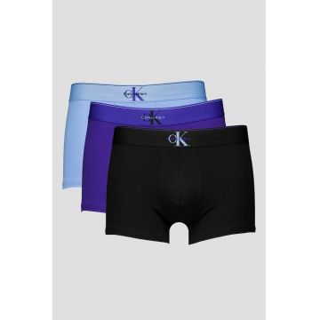 Set de boxeri cu banda logo elastica in talie - 3 perechi - Negru/Albastru lavanda/Albastru indigo