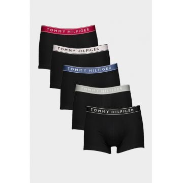 Set de boxeri cu banda logo in talie - 5 perechi - Albastru inchis/Rosu inchis/Negru stins/Roz pal